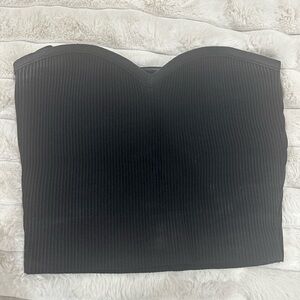 aritzia Black Strapless Ribbed Top